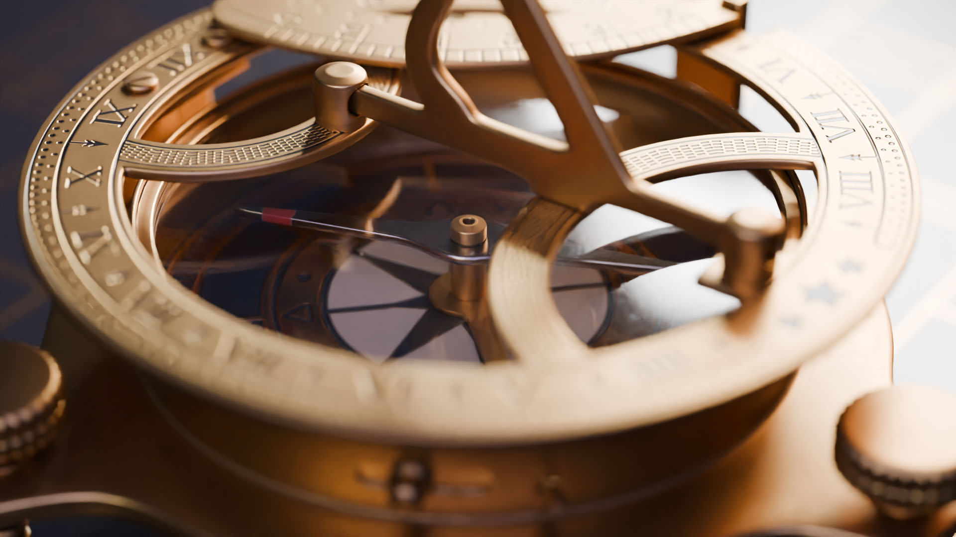 Sundial Compass Left View Zoomed